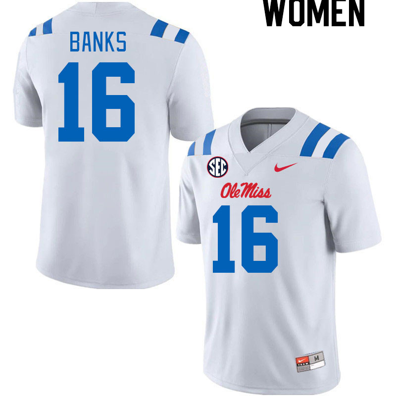 Women #16 Yam Banks Ole Miss Rebels 2024 New Uniforms College Football Jerseys Stitched-White